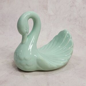 Vintage Andre Richard GREEN Porcelain Swan Towel Holder - Japan